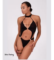 Intive Fantasy Siyah Derin Dekolteli Arkası String Kesim Fantezi Babydoll/Gecelik