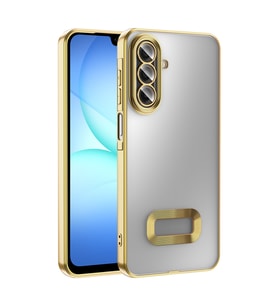 Lexroo Galaxy A17 Kılıf Kamera Korumalı Logo Gösteren Omega Kılıf - Gold