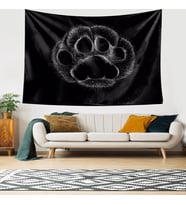 Sevimli Pati Kedi Desenli Siyah Leke Tutmaz Kadife Doku Kumaş Duvar Örtüsü Duvar Halısı Tapestry