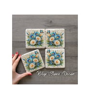 bilge tasarım Stone Decor Taş Bardak Altlığı 4'lü Set 10x10x1 Cm desenli