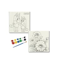 Okul Etkinliği-2'li Tuval Boyama Seti. 20x20 Cm Uv Baskı 6 Akrilik Boya 1 Fırça-model-313