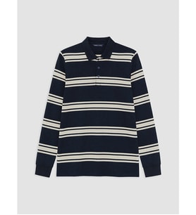 LCWAIKIKI Classic Lacivert Polo Yaka Çizgili Erkek Sweatshirt