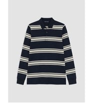 LCWAIKIKI Classic Lacivert Polo Yaka Çizgili Erkek Sweatshirt