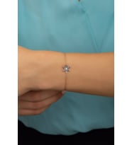 925 Ayar Gümüş Aquamarin Taşlı Lotus Çiçeği Bileklik