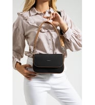 Just Polo Kadın Lakost Kumaş El Ve Omuz Çantası 236005MH (Siyah-Taba)