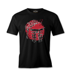 A Japanese Temple with a Cherry Blossom Tree Siyah Erkek Tshirt