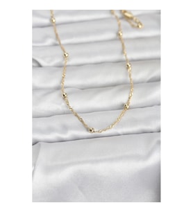 Mey İthalat® CM 14K Gold Renk Burgu ve Top Zincirli Model 60 cm Kadın Kolye