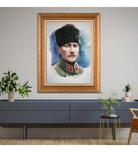 Altın Varaklı Paspartulu Çerçeveli Tablo rv525