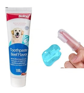 Bioline Biftekli Aromalı Kedi Ve Köpek Diş Macunu 100 Gr + Parmak Diş Fırçası