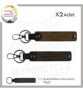 Motor Severlere, İsim Plaka ve 0 - Kan Grubu Yazılı Anlamlı Hediye x2 Anahtarlık, Kahve-K Kahve-Ysl (Çok Renkli)