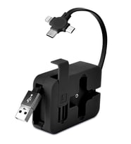 Cep Tipi Telefon Tutuculu Makaralı Uzayıp Kısalabilen 3&amp;apos;ü 1 Arada USB Şarj Kablosu (5343)
