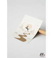 Yılbaşı Geyik Minimal Poster, Çerçevesiz Yüksek Kalite Duvar Afişi - Modern Ev