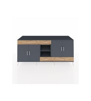 Kronos Konsol 5 Raflı 4 Çekmeceli 4 Kapaklı 220x59x99 Antrasit-Antrasit/Çam