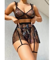 Arias Closet Parlama Detaylı Mini Tül Gecelik