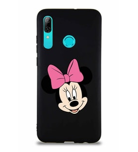 Huawei P Smart 2019 Soft Premier Kapak Minnie Mouse-C Tasarımlı Silikon Kılıf - Siyah (Şeffaf)