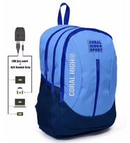 Coral High Sport Mavi Okul ve Günlük Sırt Çantası - USB ve AUX Çıkışlı
