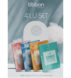 Tibbon Seasons Midi Defter Dikişli 4'lü Set