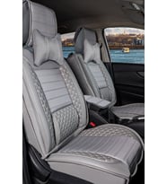 Citroen Berlingo Uyumlu Arka 3 Tekli Plus Lüx Deri Gri Oto Koltuk Kılıfı 5li Takım Set