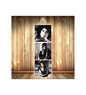 Amy Winehouse Tasarımlı Üçlü Retro Ahşap Poster Ü355