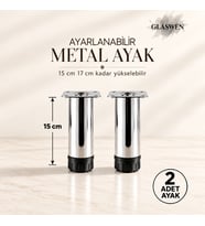2 Adet Metal Ayarlanabilir 15 cm Krom Destek Ayak Mobilya Kanepe Baza Koltuk Dolap Sehpa TV Ünitesi Ayağı