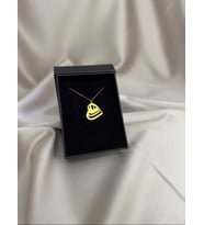 Kişiye Özel 925 Ayar Gümüş Bebek El Ayak İzi Tasarım Kalp Kolye (Gold)