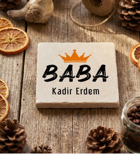 Kişiye Özel Baba Bardak Altlığı Babalar Günü Hediyesi (Krem)