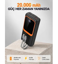 Powerbank 20000 Mah 22.5w Hızlı Şarjlı Ve Kompakt Çoklu Kablo Çıkışlı