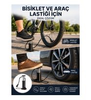 Mey İthalat® Ayakla Kullanılan Hava Pompası Araç ve Bisiklet İçin Uygun Yeni Nesil