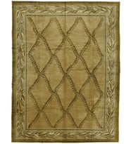 Kahverengi Salon Halısı Klasik Stil Geometrik Desenli El Dokuma Bej Renkli Yumuşak Doku