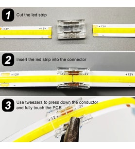 4 adet şeffaf düz taraflı bağlantı şerit Led COB konnektörleri kapak konnektör 2pin 8mm LED ışıklar lehimsiz