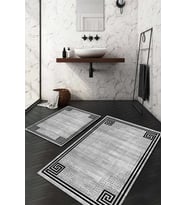 Dijital Baskılı Kaymaz Taban Yıkanabilir 2'li Klozet Takımı Banyo Paspası NDKZ-HT-1521 (Gri)