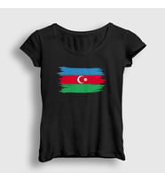 Presmono Kadın Beyaz Bayrak Flag Azerbaycan Azerbaijan T-Shirt 536481tt (Siyah)