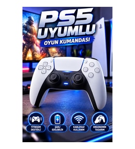 PS5 Uyumlu Kablosuz Oyun Kumandası – Titreşim Destekli Şarj Edilebilir Ergonomik Tasarım