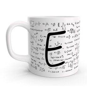 E Harfi Matematik Formül Tasarım Harfli Kupa Bardak