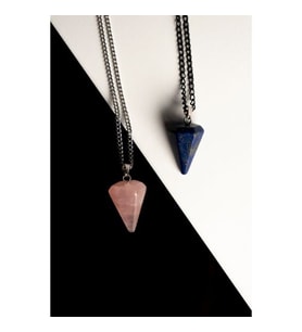 Taşmeran Pembe Kuvars-Lapis Lazuli Doğal Taş Pandül Çift Sevgili Kolyeleri Tky0227