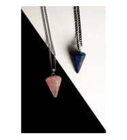 Taşmeran Pembe Kuvars-Lapis Lazuli Doğal Taş Pandül Çift Sevgili Kolyeleri Tky0227