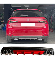Fiat Egea Hb Kırmızı Difüzör Çiftli Yuvarlak Egzoz Görünümlü D Tip Difizör