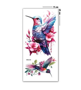 Hayal Sepeti Geçici Dövme 9,5x19cm TATTOO Mini Tattoo Aksesuar Sinek Kuşu Modeli