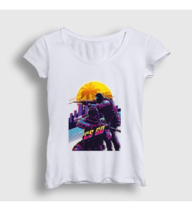 Presmono Kadın Beyaz Sun Oyun Counter Strike Cs Go T-Shirt 327389tt