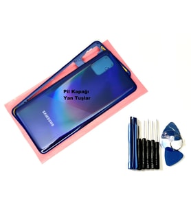 Tkgz Samsung Galaxy A31 (A315) FULL KASA Arka Pil Batarya Kapağı (TAMİR SETİ) MAVİ