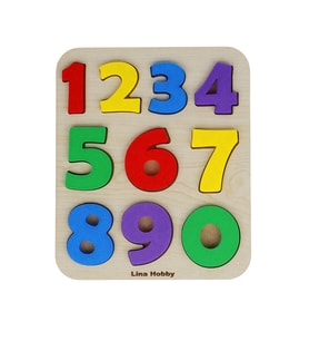 Çocuklar İçin Renkli Sayı Puzzle - Ahşap Tabanlı 3D Rakamlar (20x17 cm) - Eğlenerek Öğrenme