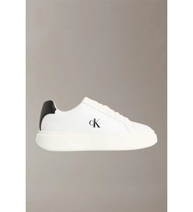 Calvin Klein Chunky Cupsole Bağcıklı Deri Kadın Beyaz Sneaker YW0YW01947-06X