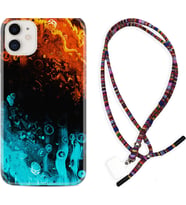 Apple iPhone 11 12 13 Mini Kılıf Boyun Asklı Rasta Silikon Orange Blue Color 1665