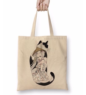 Kedi Geisha Cat Bez Çanta Uzun Saplı