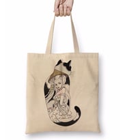 Kedi Geisha Cat Bez Çanta Uzun Saplı
