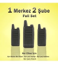 Çaycı Telsizi 1 Merkez 2 Şube Kulaklık Hediyeli Full Set (Siyah)