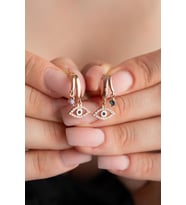 925 Ayar Gümüş Rose Mistik Topaz Taşlı 12 mm Göz Küpe