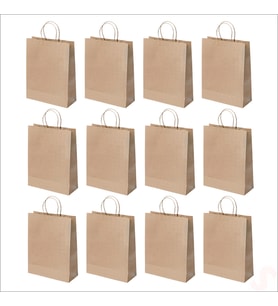 Büküm Saplı Kraft Çanta 42 x 31 x 12 cm, Natürel - 12 Adet (STD)
