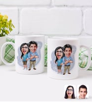 BK Gift Kişiye Özel Sevgililer Karikatürlü İkili Kupa Bardak-101