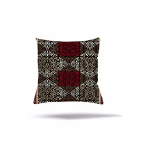 Etnik Kilim Desen Gizli Fermuarlı Yastık Kılıfı Kırlent Kılıfı Koltuk Yastık Kılıfı (Bordo-Haki)
